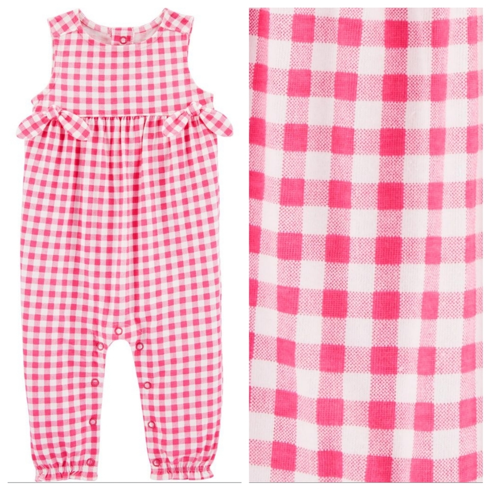 CARTER'S Girl Gingham Jersey Jumpsuit | 18M NWT